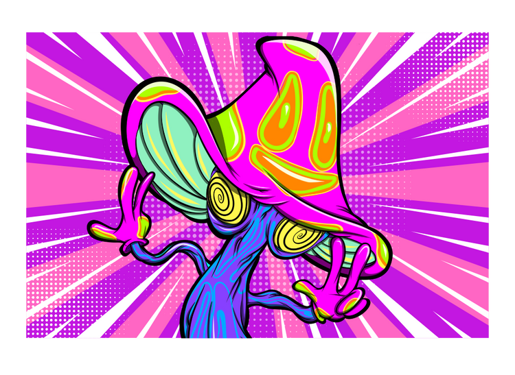 Colorful abstract character with a vibrant background